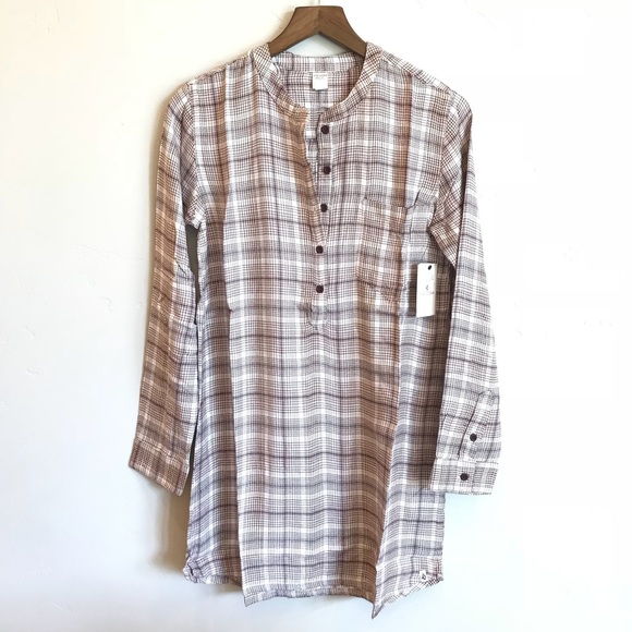 VOLCOM Plaid Long Sleeve Shirt Dress - Picture 2 of 8